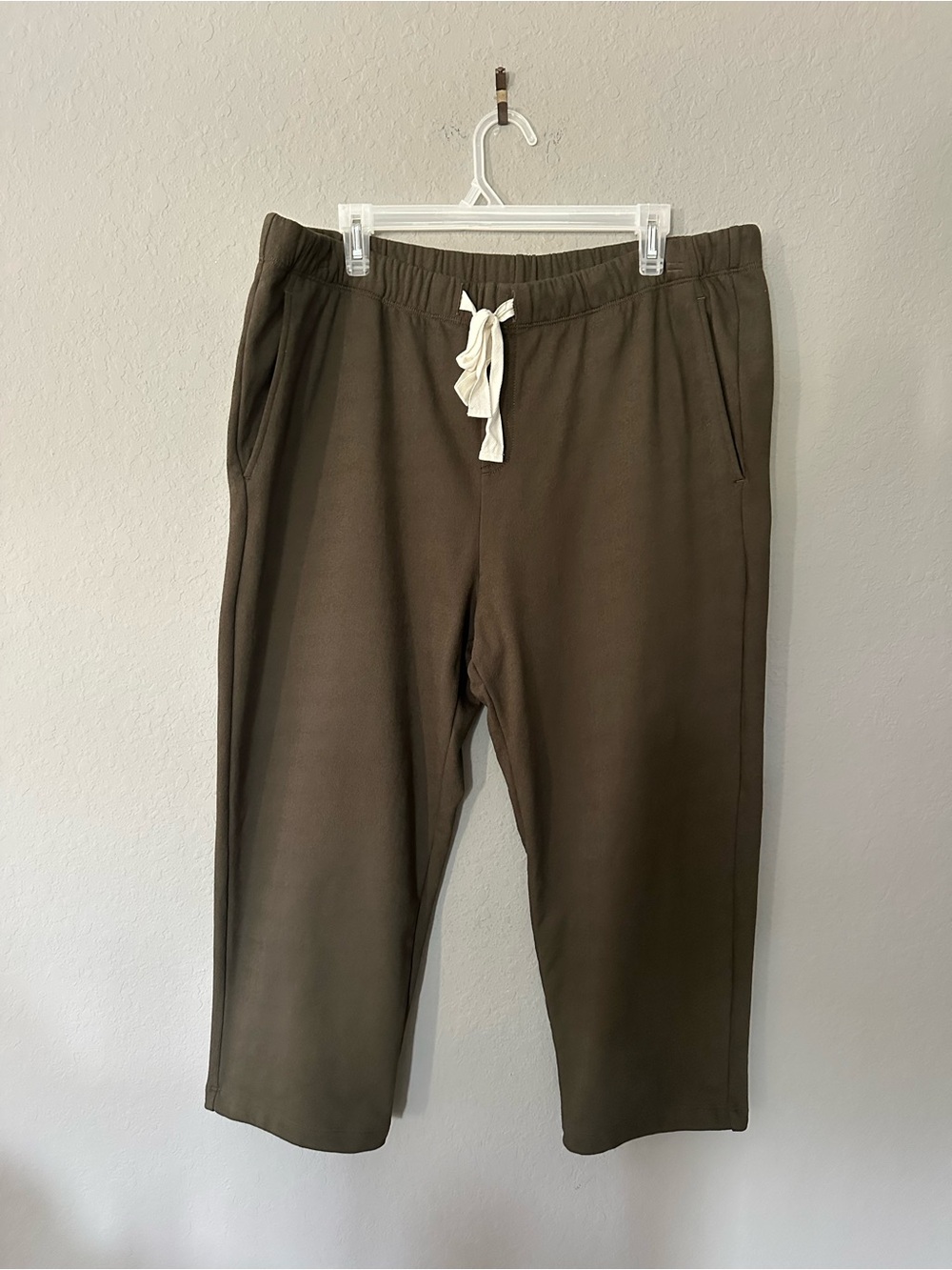 EILEEN FISHER Pants L Stretch Organic Cotton Jersey Cropped Jogger brown/green